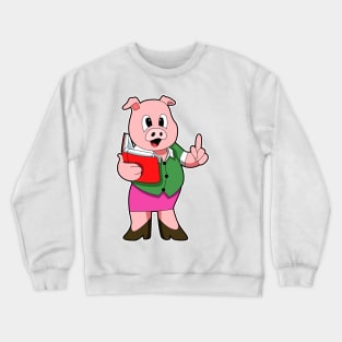 Pig as Teacher with High heels & Skirt Crewneck Sweatshirt